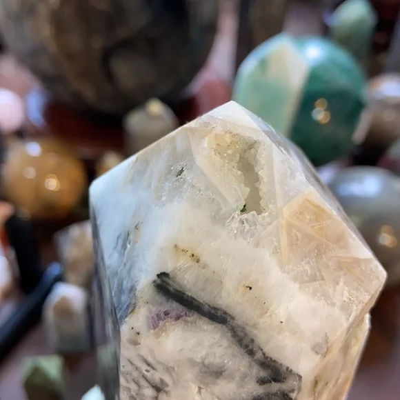 Fluorite With Hematite Crystal Tower With Druzy!